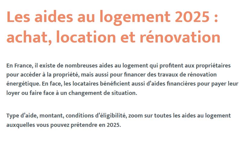 les aides aux logements 2025 (Achat, Location et Rénovation) 